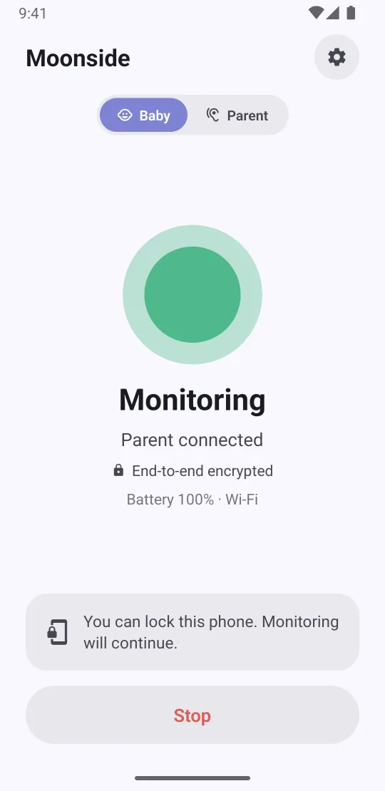 An Android phone as the Baby phone: Monitoring, Parent connected